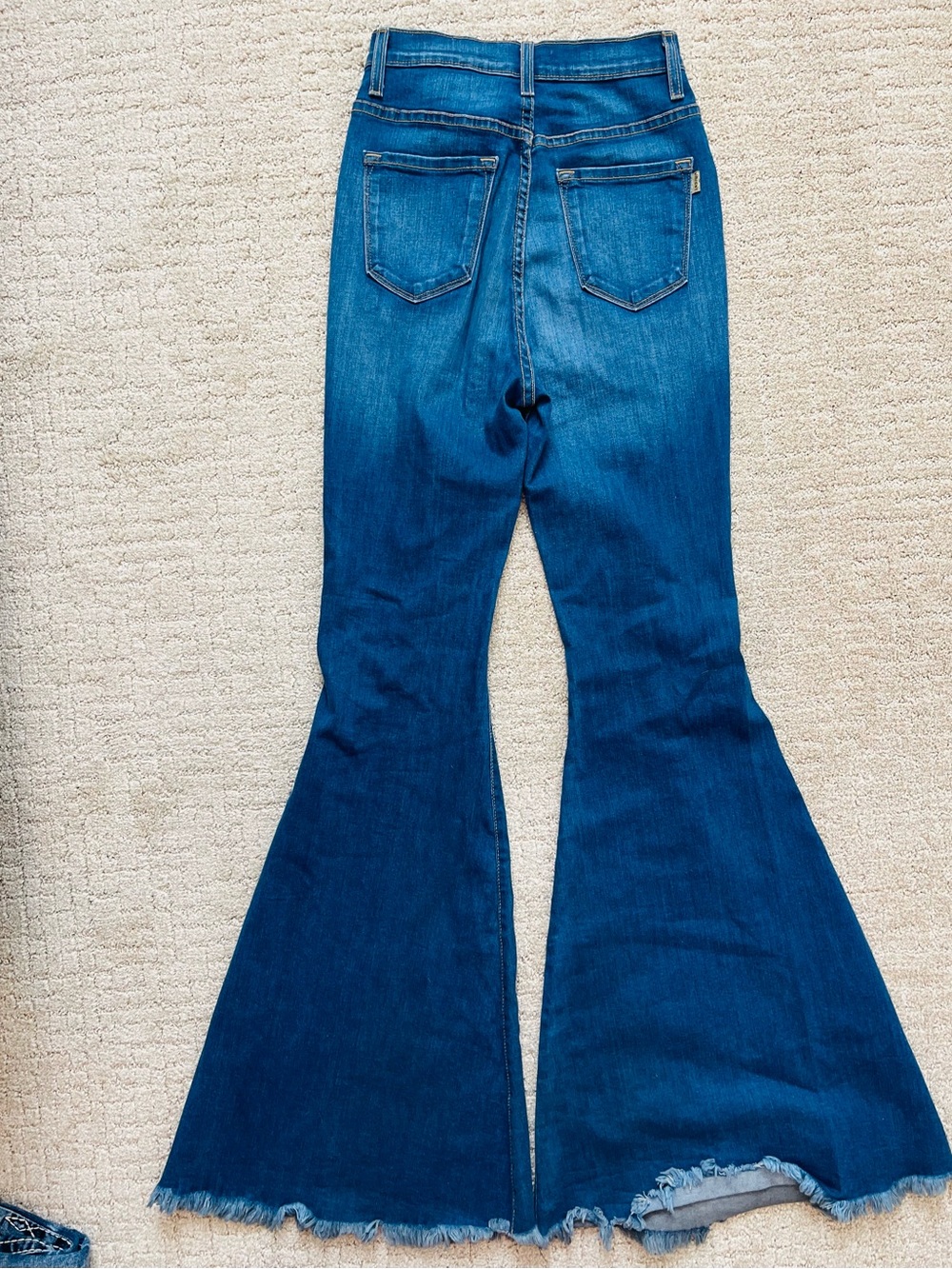 Dark Blue Distressed Flare Jeans - Women - Picture 2 of 2